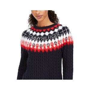 Tommy Hilfiger Women’s Fair Isle Cable Knit Sweater